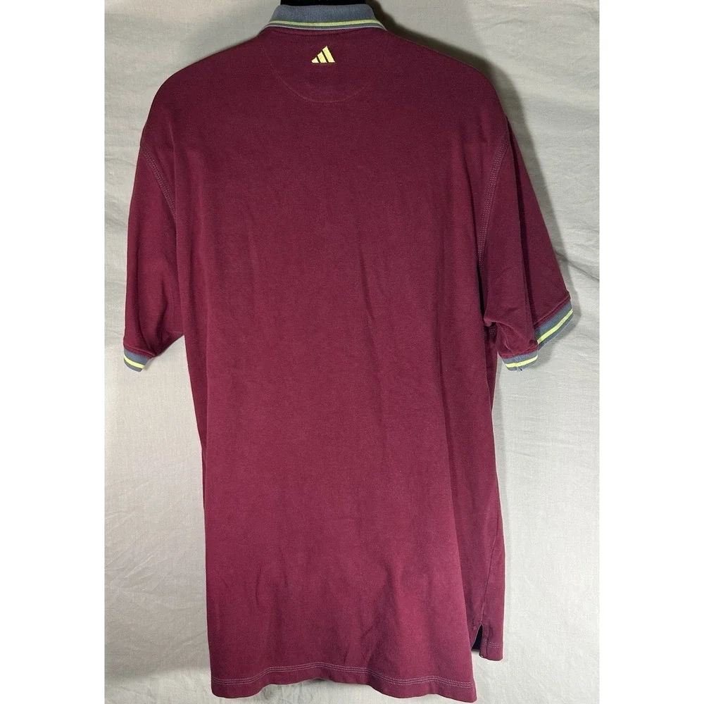 Vintage adidas Mens XL Burgundy Quarter Zip Polo Shirt Cotton Golf Casual‎